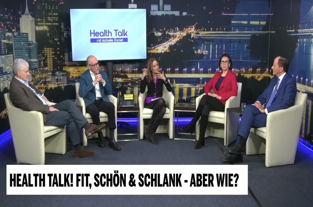 25.1.2026.Health Talk mit Isabelle Daniel OE24. Von links nach rechts: Univ.-Doz.Dr. A. Worseg, Univ.-Prof. Dr S. Meryn, Univ.-Prof. Dr. D. Gruber, Herr M. Minar (John Harris)