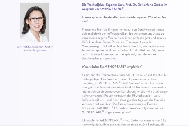 Artikel Expert*innen berichten über Erfahrung mit Menopearl®