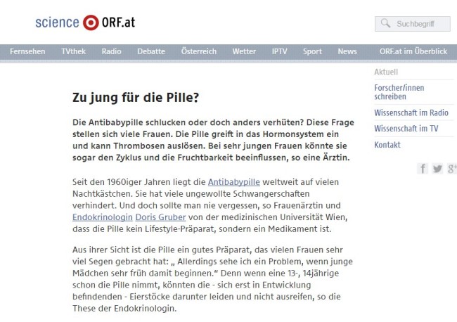 Artikel Zu jung für die Pille?